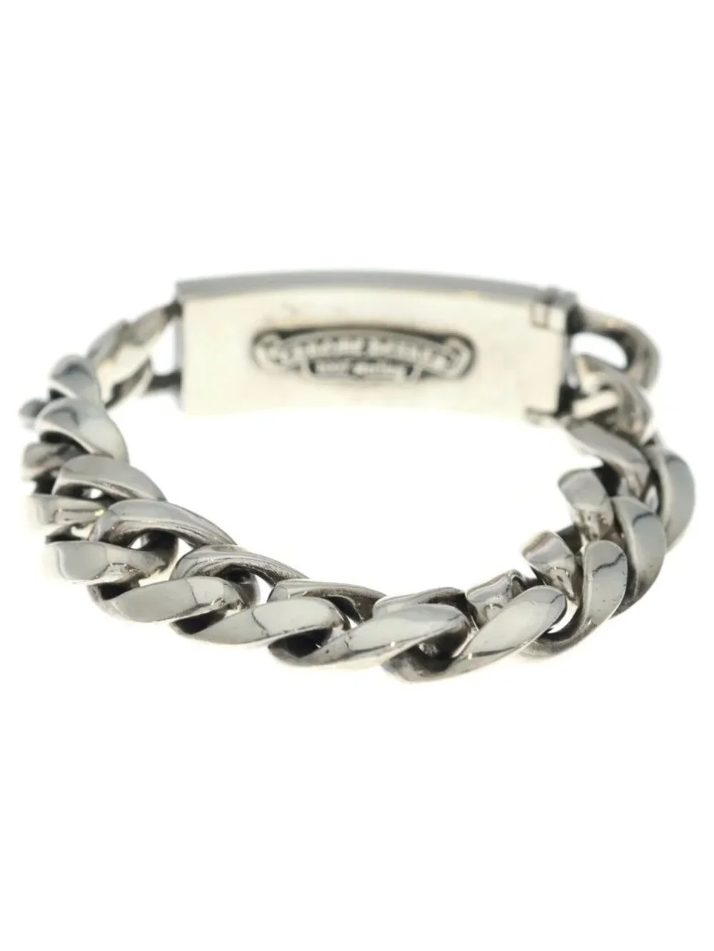 Chrome Hearts ID Floral Crs Cross ID Classic Link Bracelet Silver